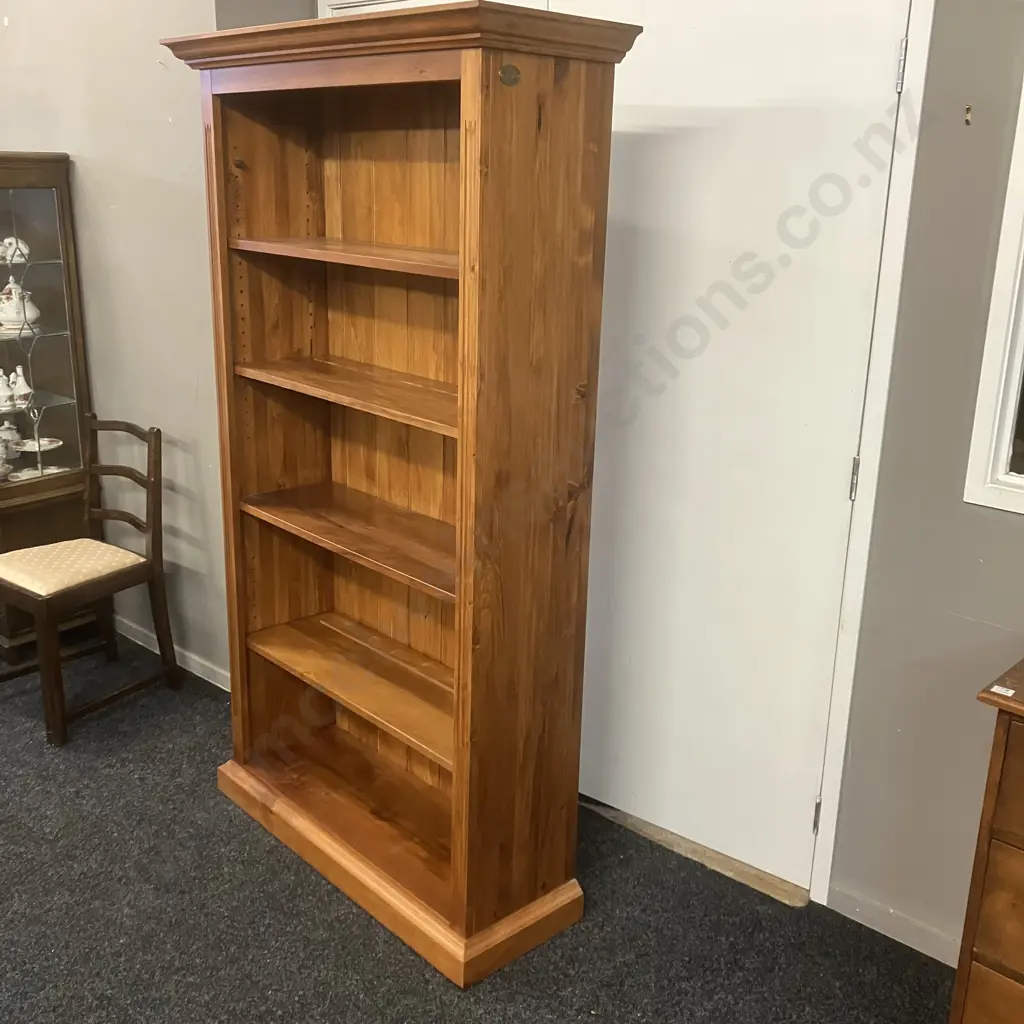 Woodpeckers Solid NZ Rimu Bookcase, T&G Back, 3 Adjustable Shelves,1 Fixed Shelf, Badged. H185 W106 D38cm Image 1++