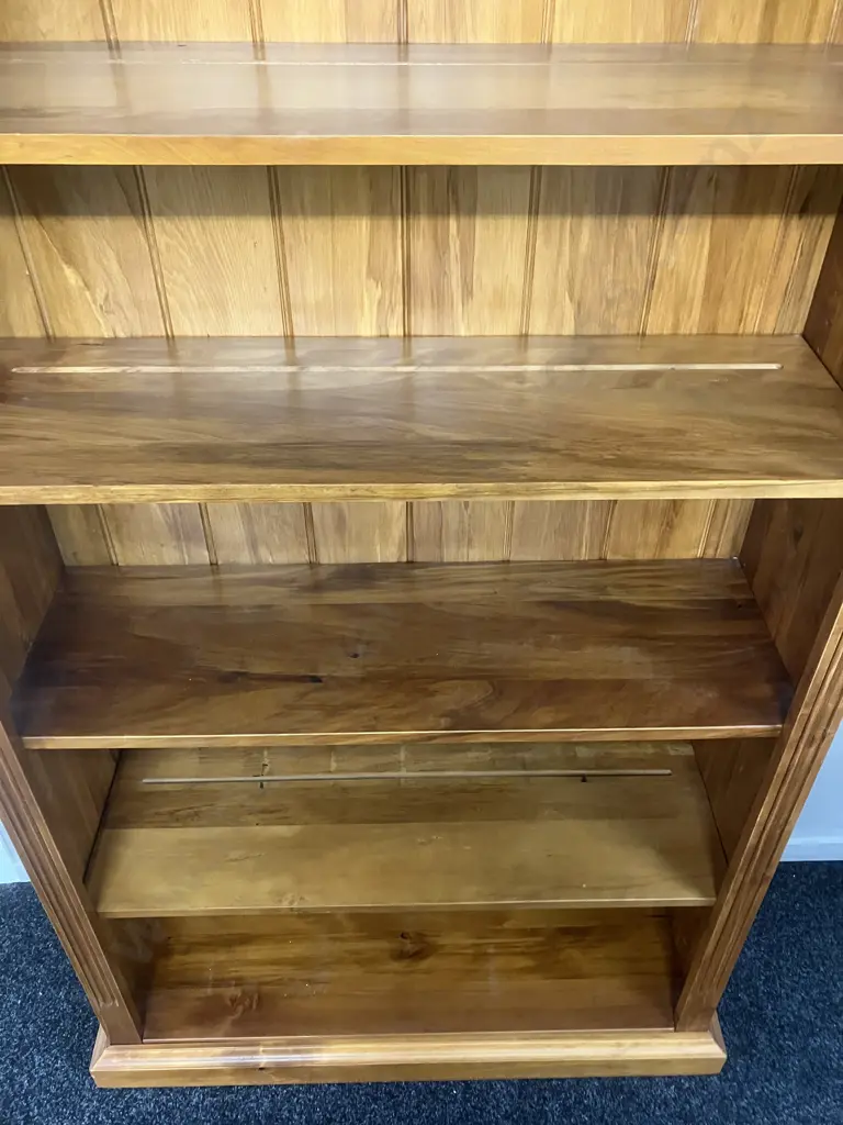 Woodpeckers Solid NZ Rimu Bookcase, T&G Back, 3 Adjustable Shelves,1 Fixed Shelf, Badged. H185 W106 D38cm Image 1++