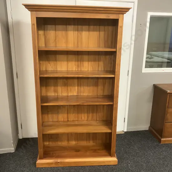 Woodpeckers Solid NZ Rimu Bookcase, T&G Back, 3 Adjustable Shelves,1 Fixed Shelf, Badged. H185 W106 D38cm
