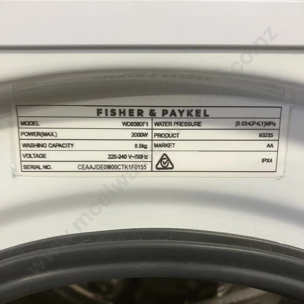 Fisher & Paykel 8.5kg & 5kg Series 7 Front Load Washer Dryer Model WD8560F1 Image 1++