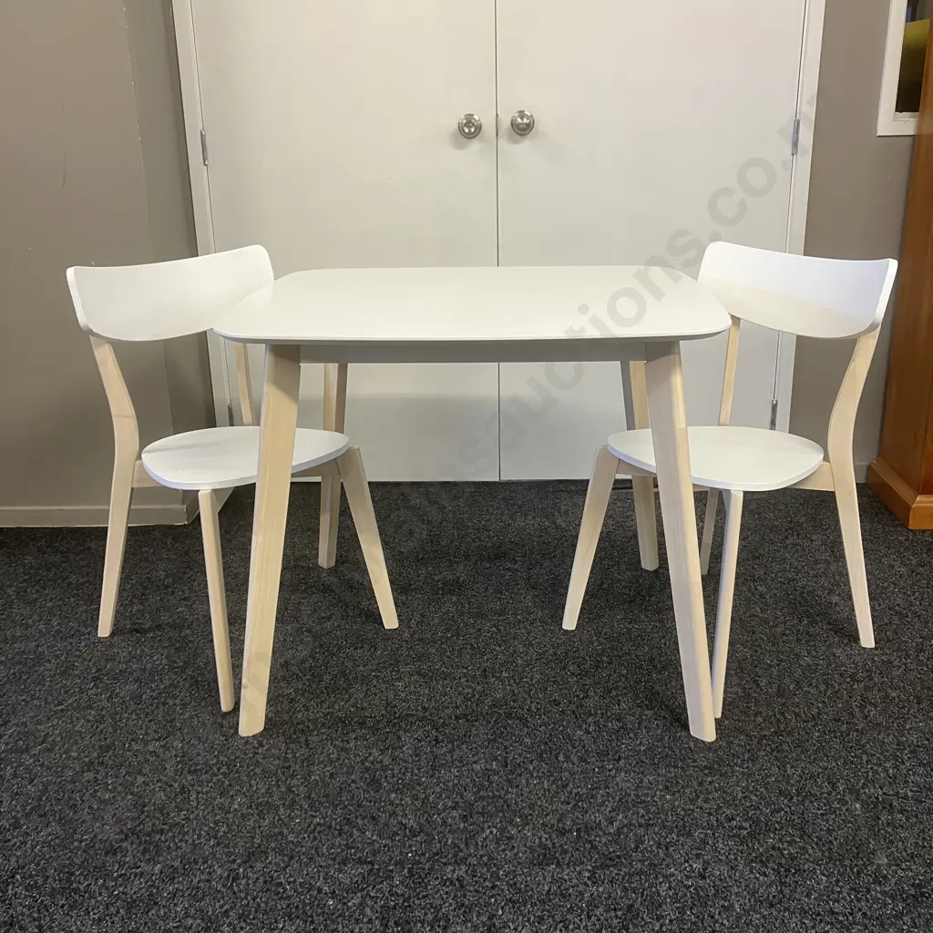 Small White Dining Table With 2 Chairs Image 1++