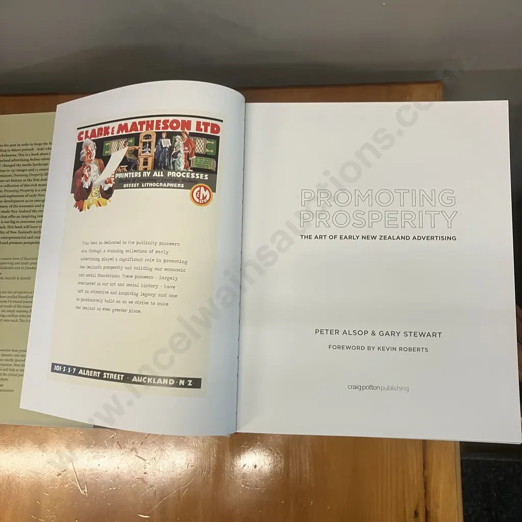 Scarce Promoting Prosperity. The Art of Early New Zealand Advertising by Peter Alsop and Gary Stewart 2013 Hardcover Image 1++