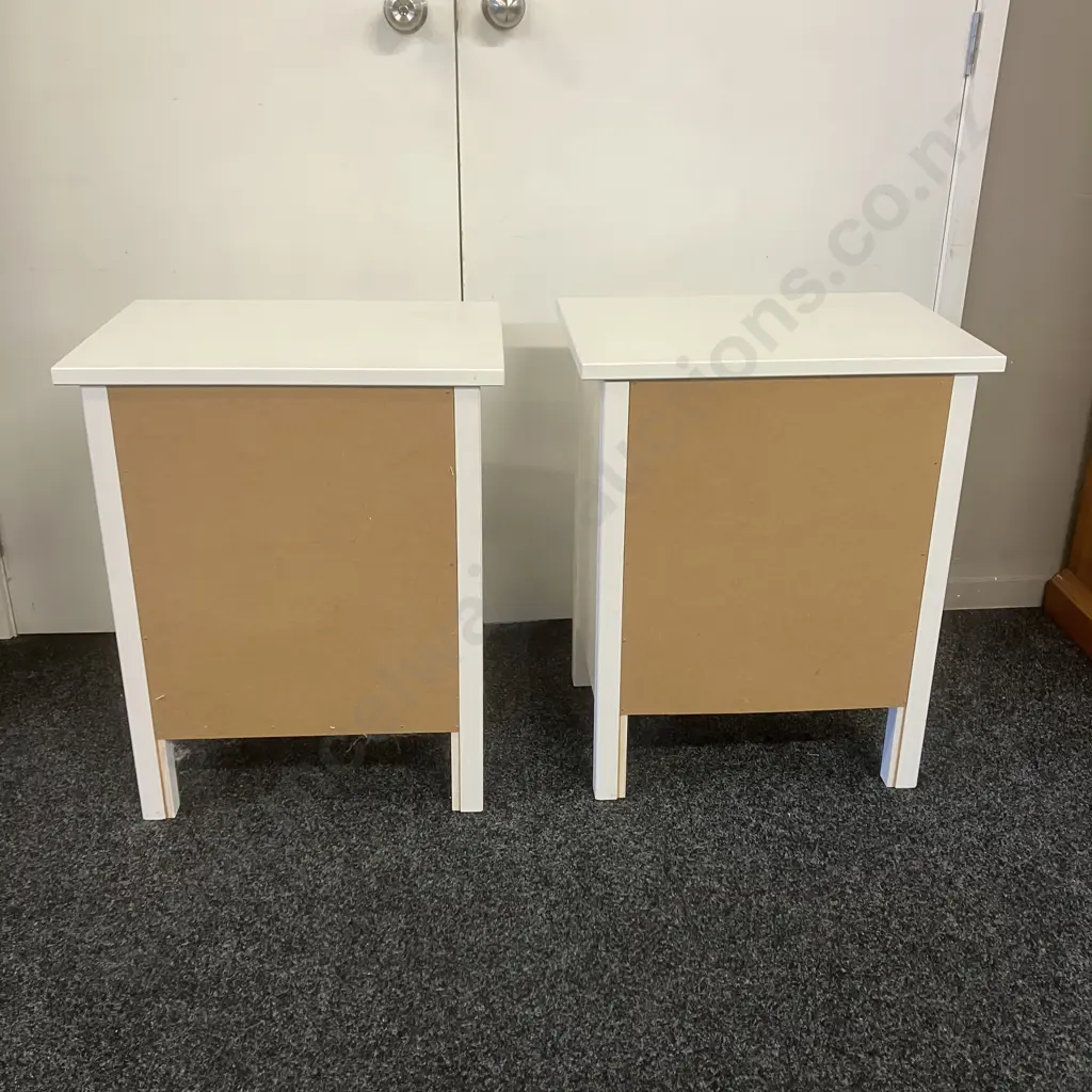 Pair of White 2 Drawer Bedsides. H66 W53.5 D38cm Image 1++