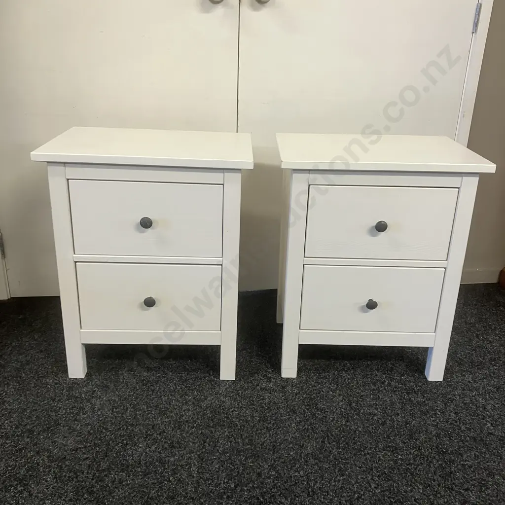 Pair of White 2 Drawer Bedsides. H66 W53.5 D38cm Image 1++
