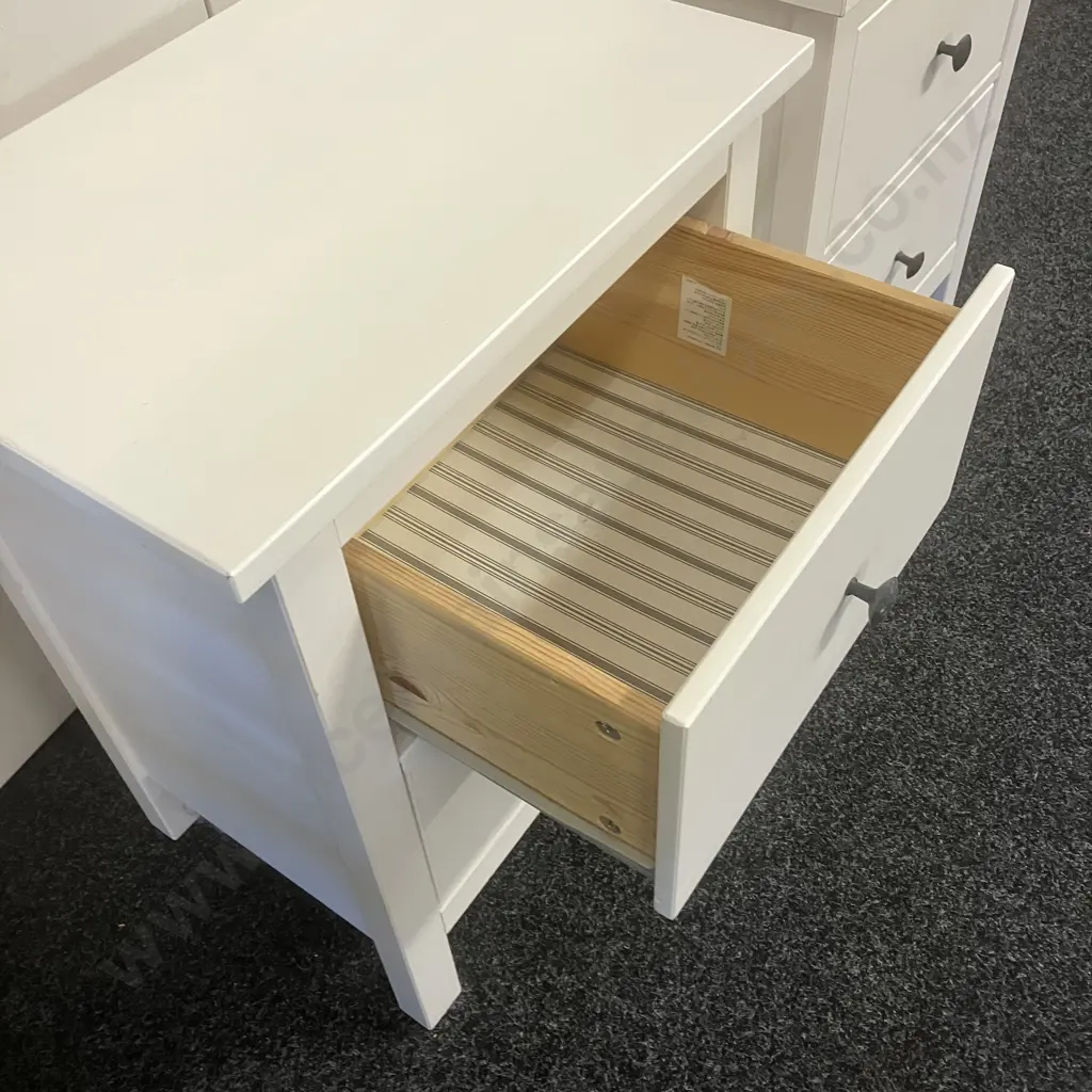 Pair of White 2 Drawer Bedsides. H66 W53.5 D38cm Image 1++
