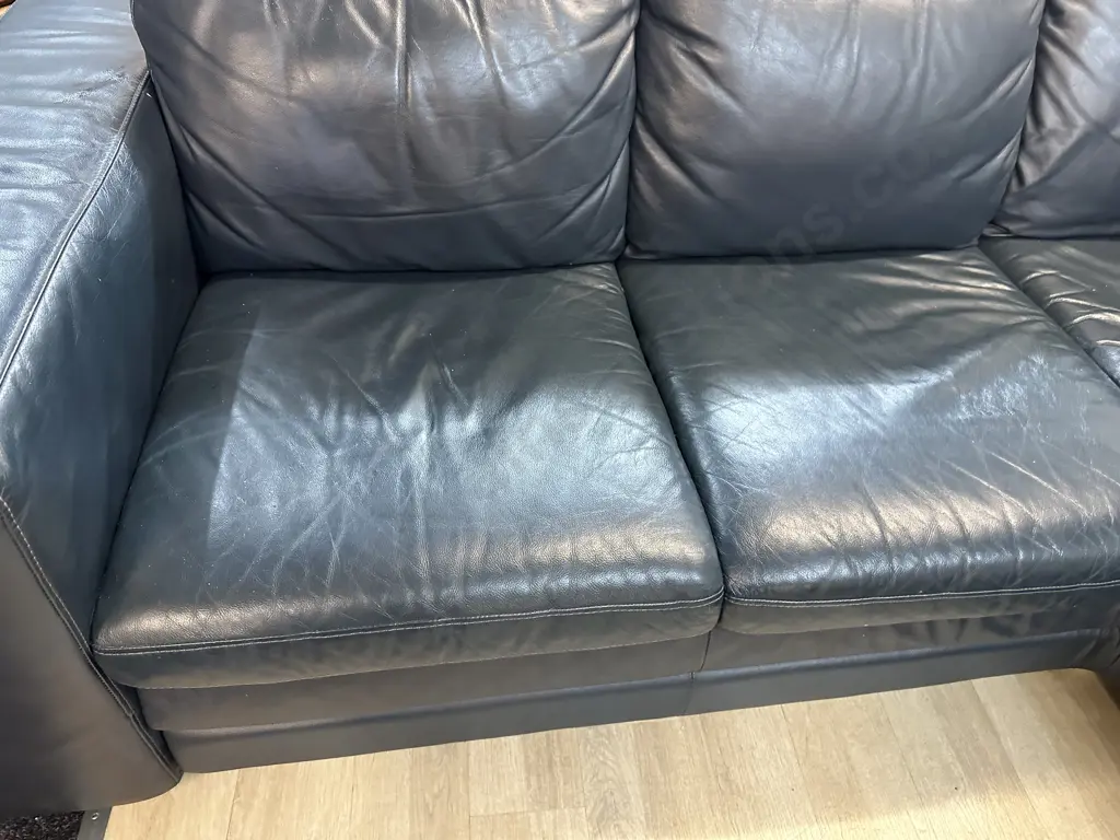 HTL Blue Leather Sectional Corner Sofa With RH Chaise - 2 Piece. 2.43 x 2.78cm Image 1++
