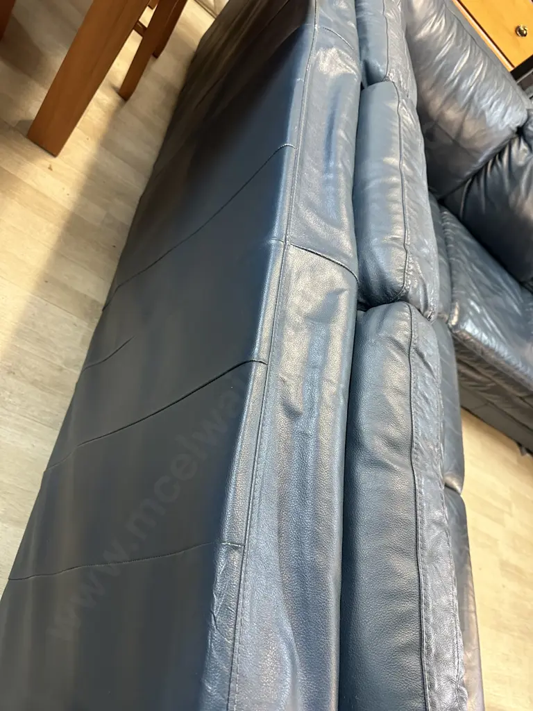 HTL Blue Leather Sectional Corner Sofa With RH Chaise - 2 Piece. 2.43 x 2.78cm Image 1++
