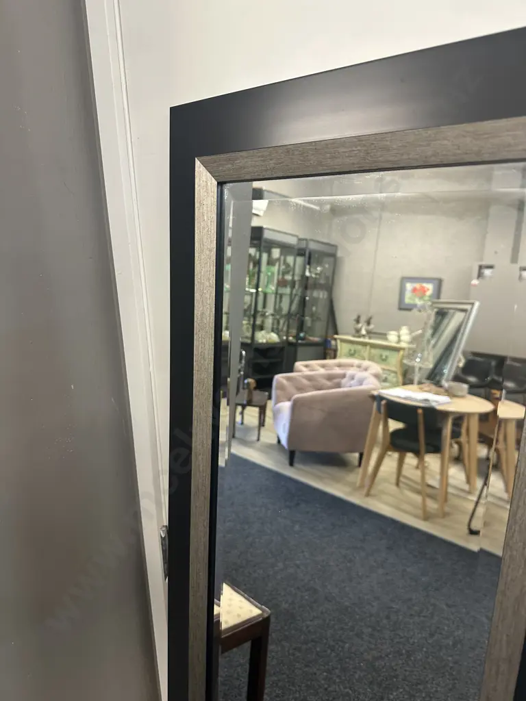 Rectangular Black Bevelled  Edge Mirror 161x45cm. Image 1++