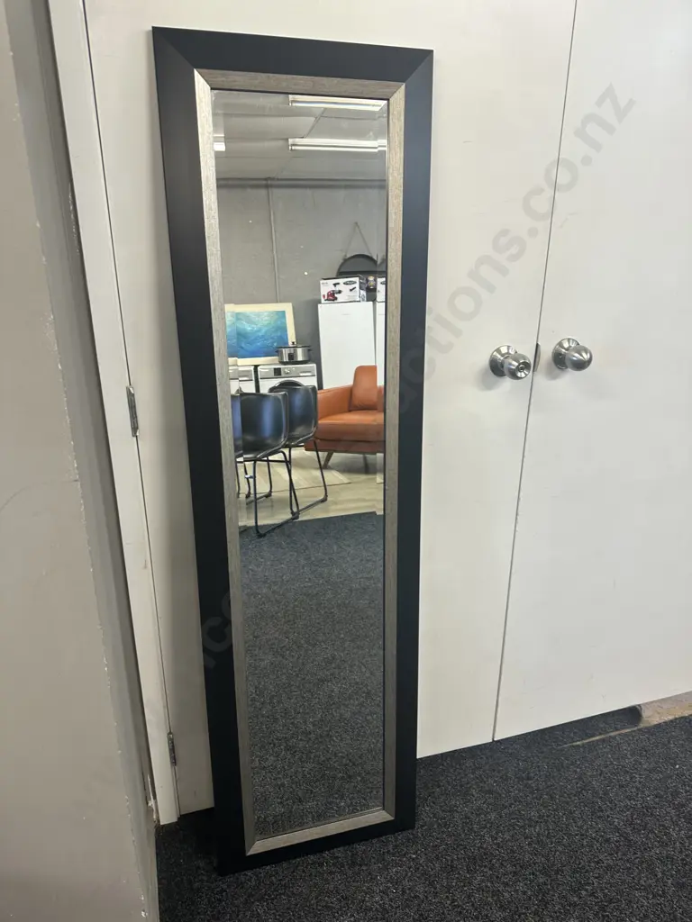 Rectangular Black Bevelled  Edge Mirror 161x45cm. Image 1++