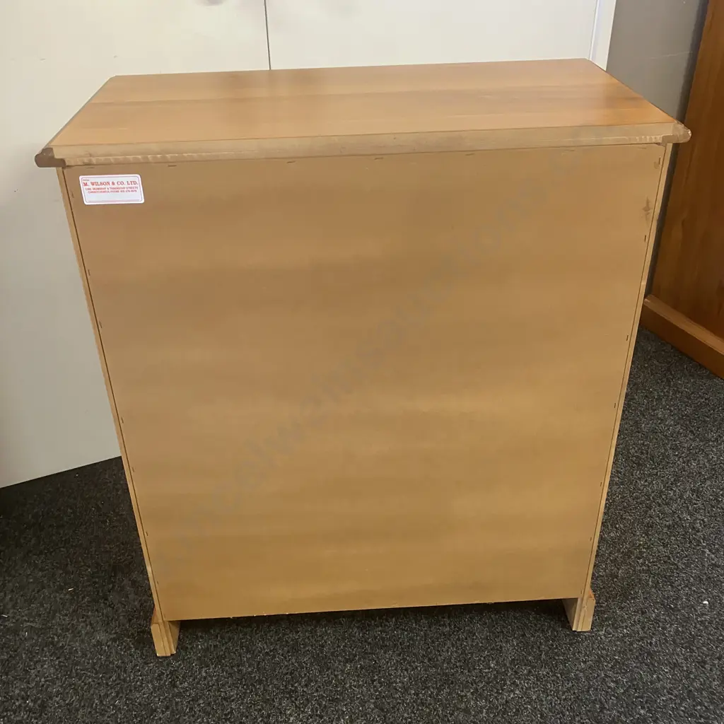 Rimu Chest Of Drawers, 4 Drawers, Brass Drawer Pulls. H94 W81 D41cm Image 1++