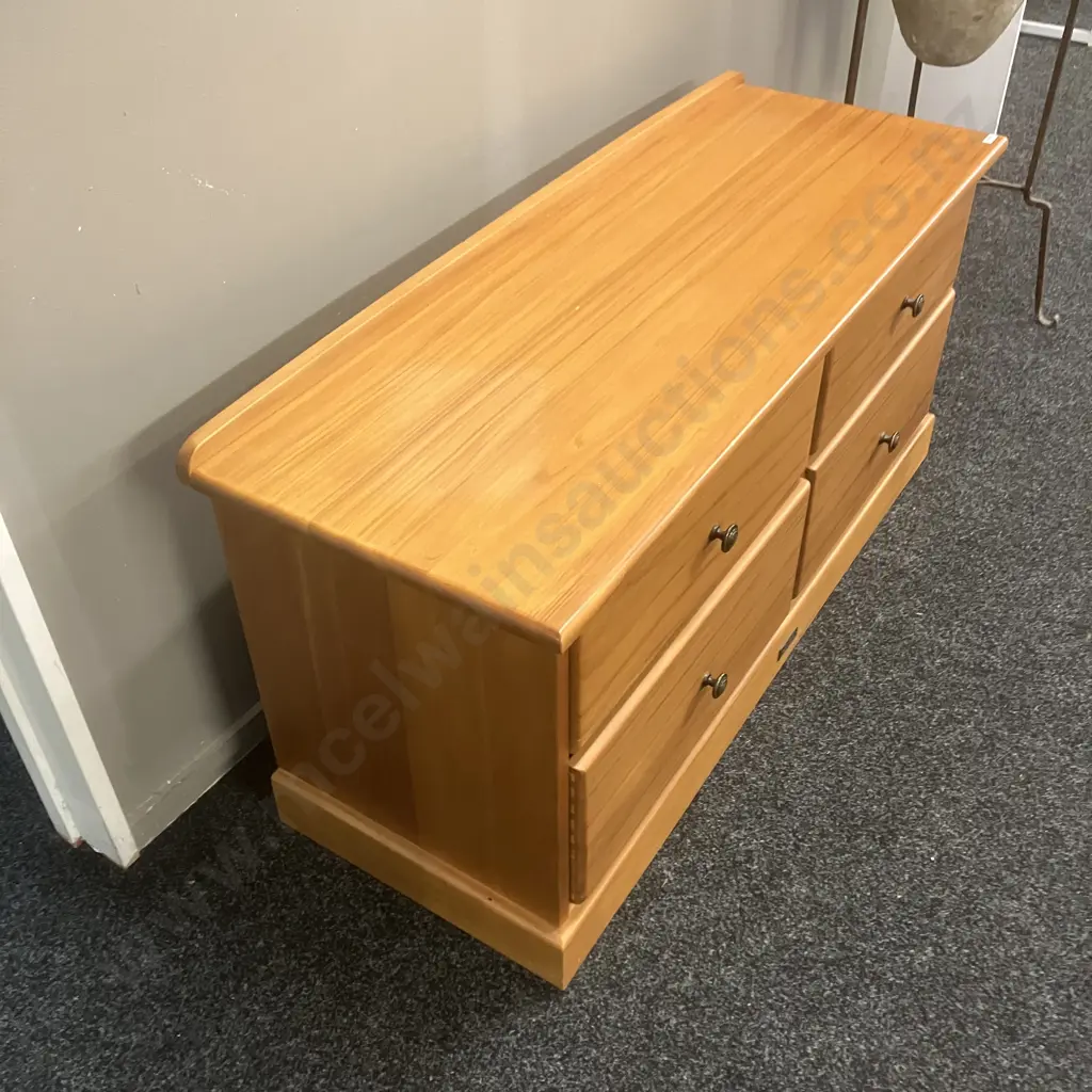 Forest Furniture Fijian Kauri 4 Drawer Lowboy Cabinet. H55.5 W120 D43cm Image 1++