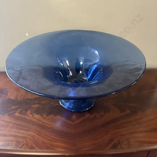 Decorative Art Glass Blue Pedestal Bowl H19,Dia40cm.