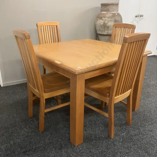 Forest Furniture Fijian Kauri 110cm Square Dining Table With 4 Slatted Back Dining Chairs