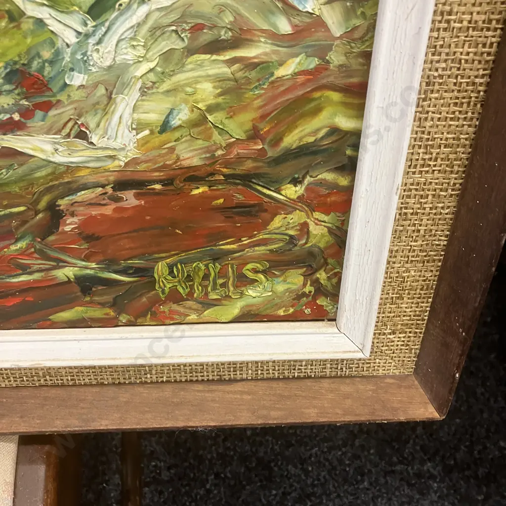 Framed Original Oil On Board - Seagulls, Boat And Jetty, Signed HILLS (Australian Artist) 65 x 87cm Image 1++