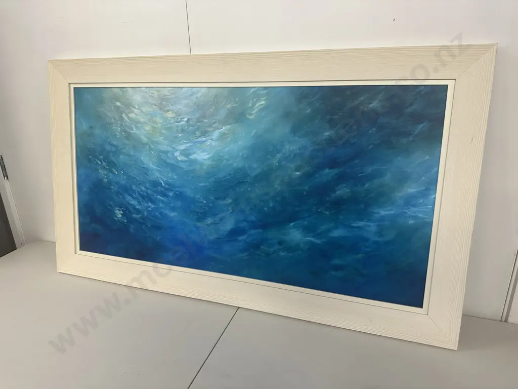 Cream Framed Artwork On Board Ocean/Under Water Scene H65,W115cm. Image 1++