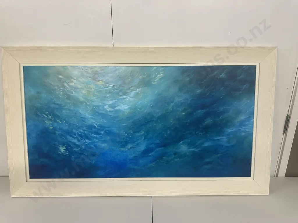 Cream Framed Artwork On Board Ocean/Under Water Scene H65,W115cm. Image 1++