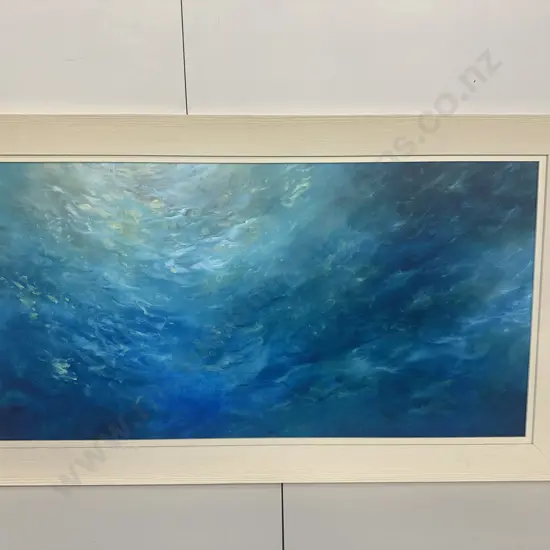 Cream Framed Artwork On Board Ocean/Under Water Scene H65,W115cm.