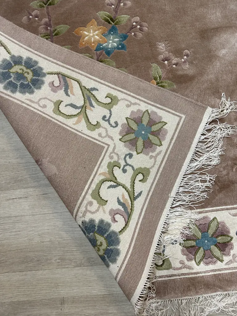 Woollen Floor Rug Camel, Cream & Green Tones L245,W152cm. Image 1++