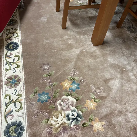 Woollen Floor Rug Camel, Cream & Green Tones L245,W152cm.