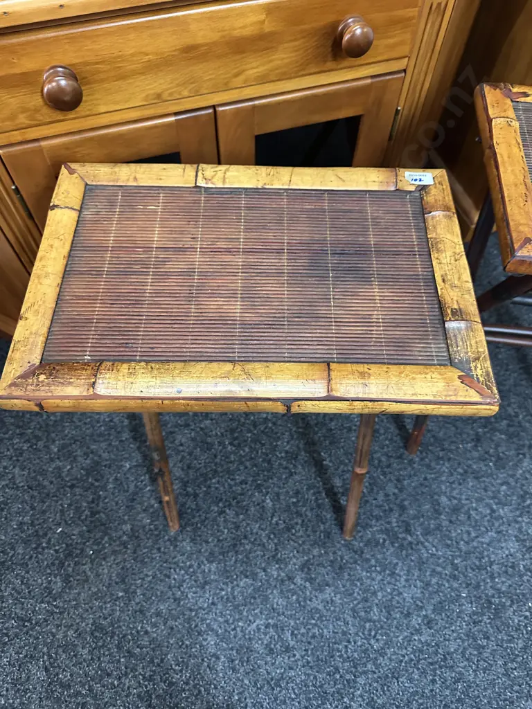 Pair of 1940's Bamboo Folding Tray Tables / Nightstands / End Tables. H67 W49 D32.5cm Image 1++
