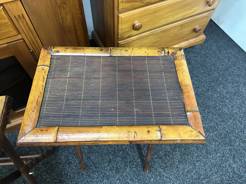 Pair of 1940's Bamboo Folding Tray Tables / Nightstands / End Tables. H67 W49 D32.5cm Image 1++