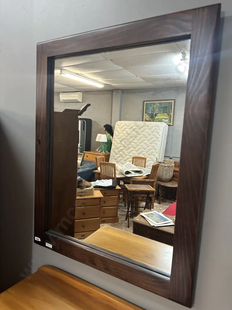 Dark Colour Wooden Framed Wall Mirror. 76 x 61cm Image 1++