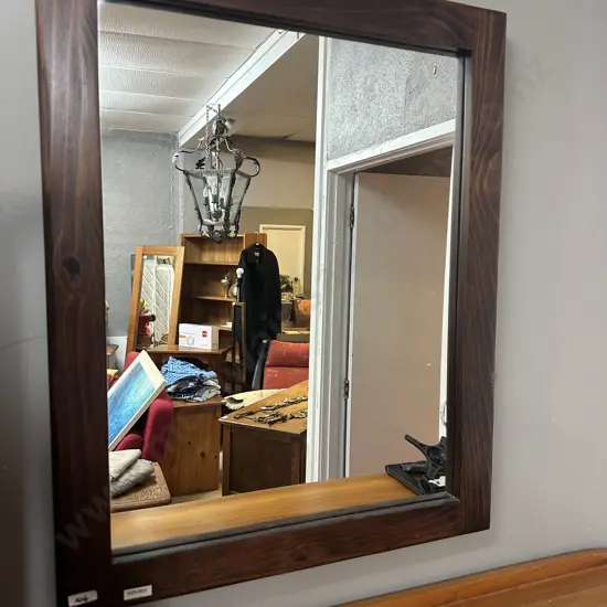 Dark Colour Wooden Framed Wall Mirror. 76 x 61cm