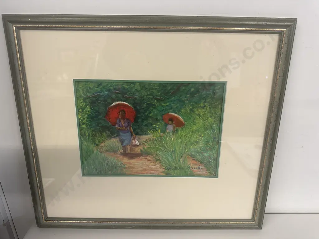 Gilt Framed Artwork Signed Andrea Saul H38,W44cm. Image 1++