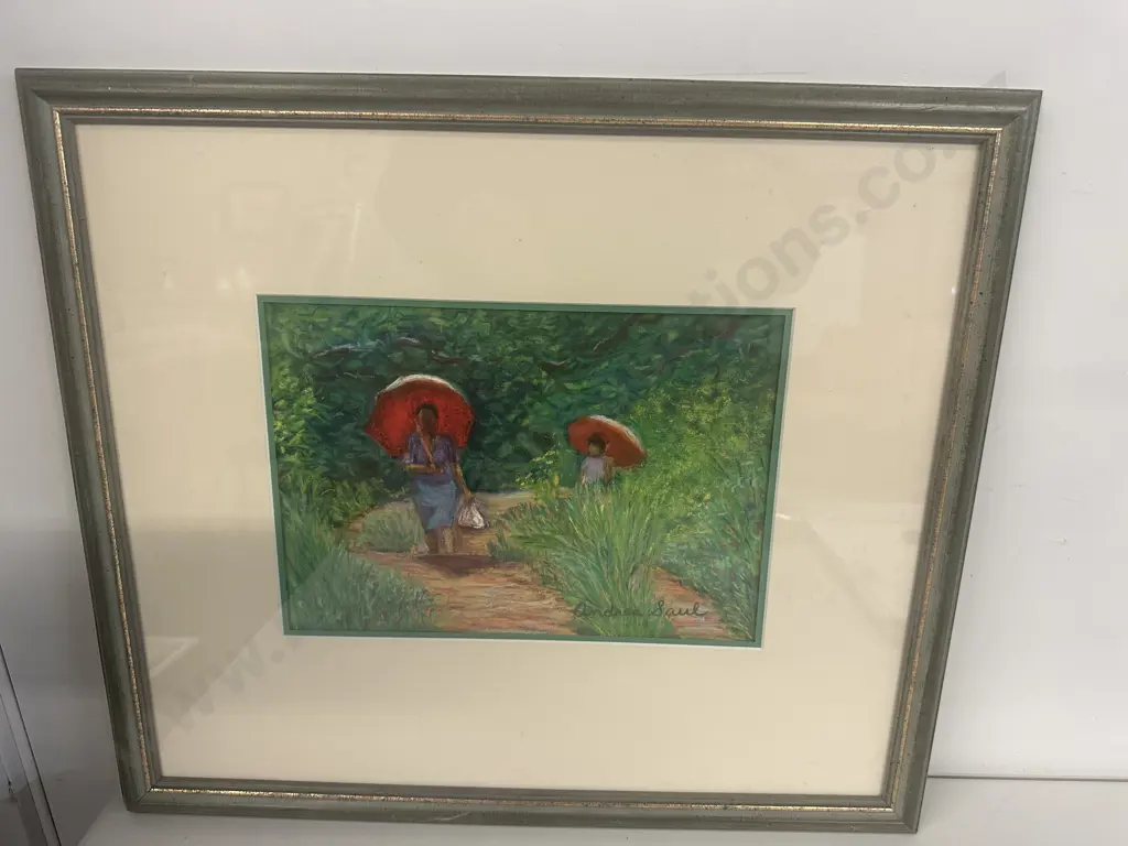 Gilt Framed Artwork Signed Andrea Saul H38,W44cm. Image 1++
