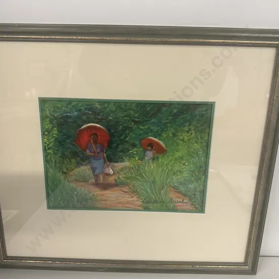 Gilt Framed Artwork Signed Andrea Saul H38,W44cm.
