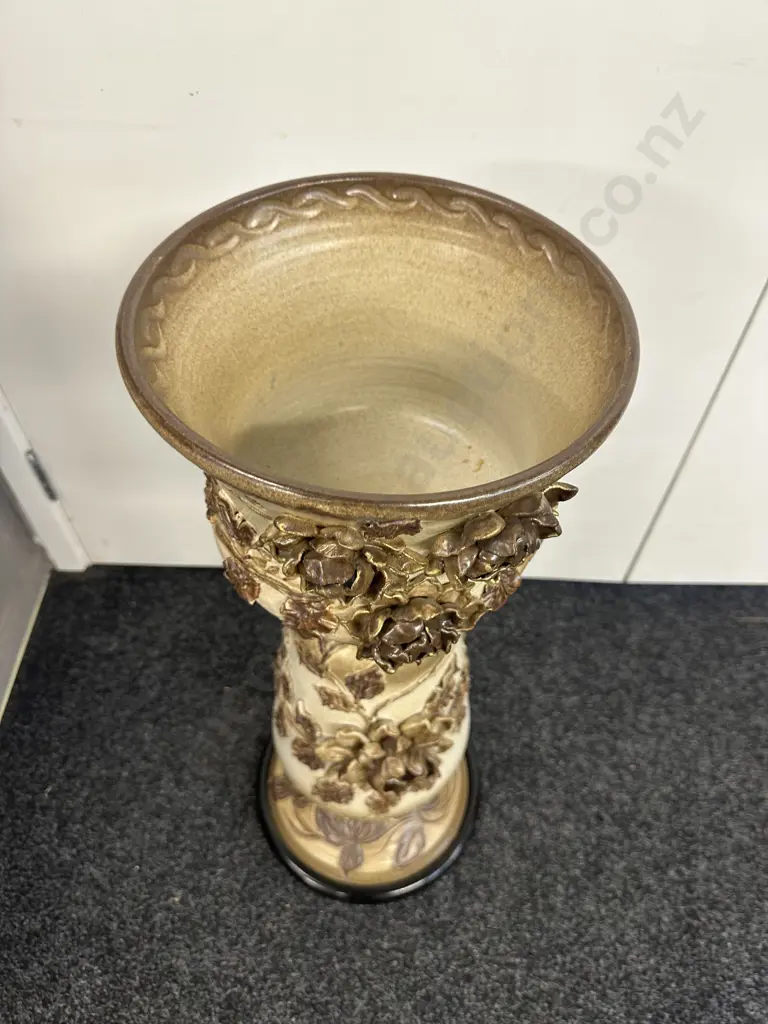 Ornate Begonia Floral Ceramic Planter With Stand. H73cm Image 1++