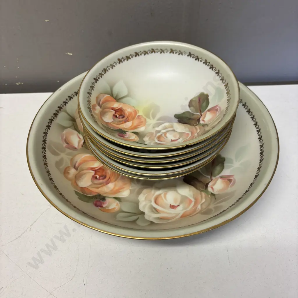 Antique 7 Piece Sweet Set with rose decoration Image 1++