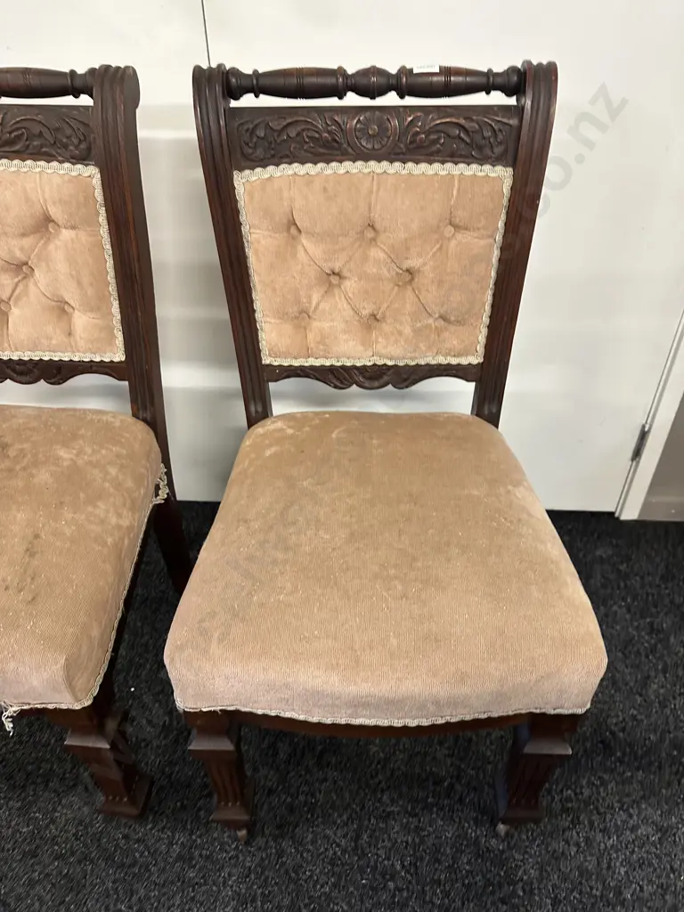 Pair of Antique Dining Chairs With Original Metal Castors Image 1++