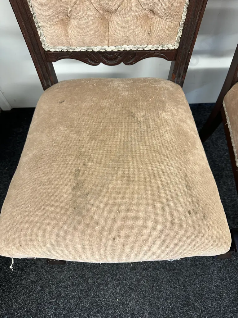 Pair of Antique Dining Chairs With Original Metal Castors Image 1++