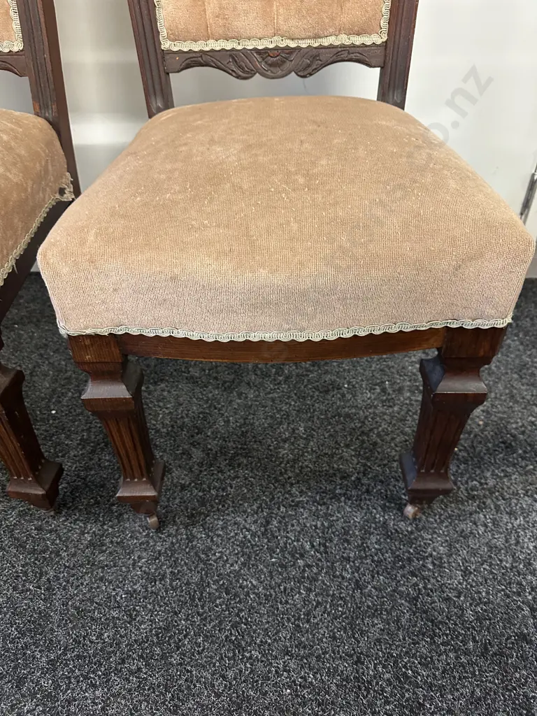 Pair of Antique Dining Chairs With Original Metal Castors Image 1++