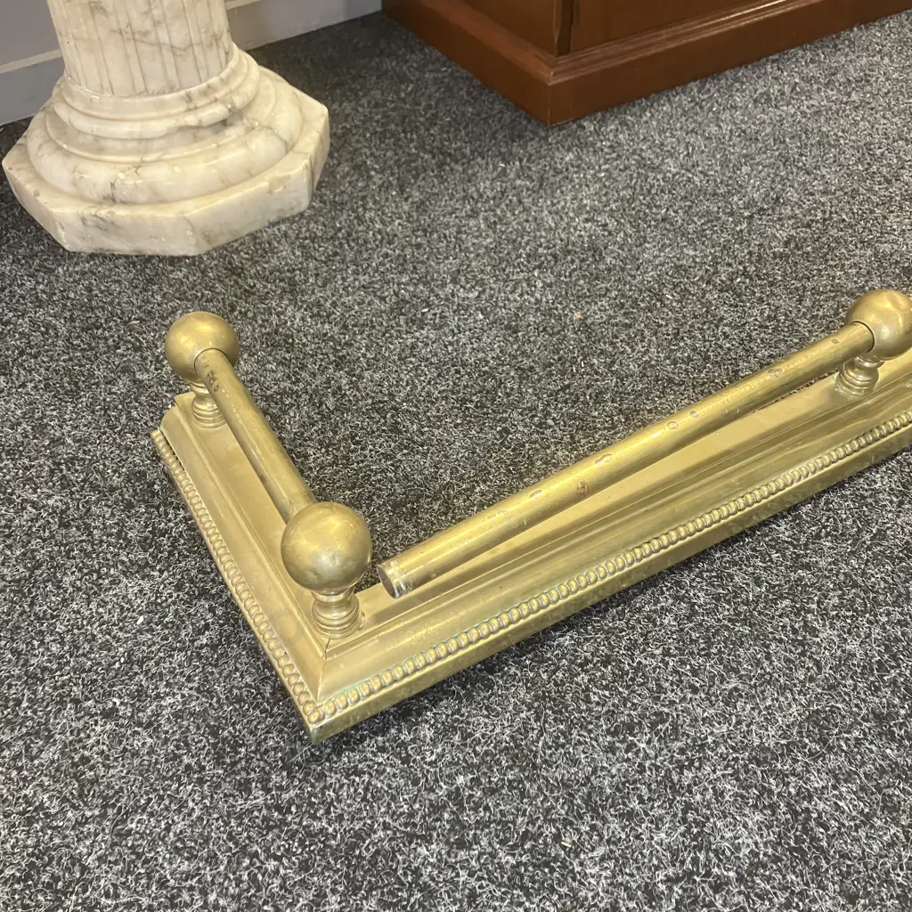 Vintage Brass Fireplace Fender. H12 W137 D30.5cm (As Found Condition) Image 1++