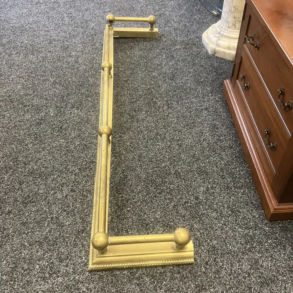 Vintage Brass Fireplace Fender. H12 W137 D30.5cm (As Found Condition) Image 1++