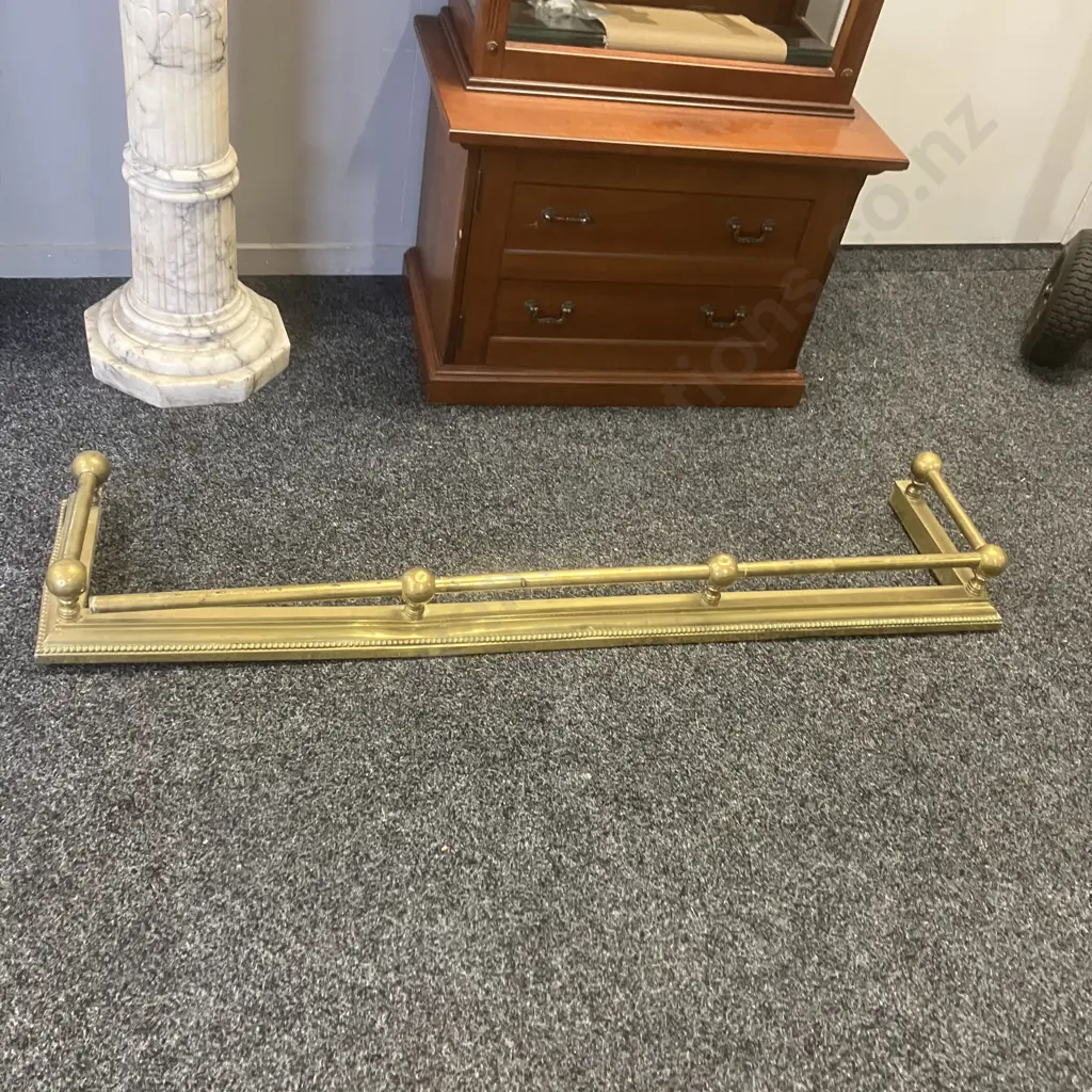 Vintage Brass Fireplace Fender. H12 W137 D30.5cm (As Found Condition) Image 1++