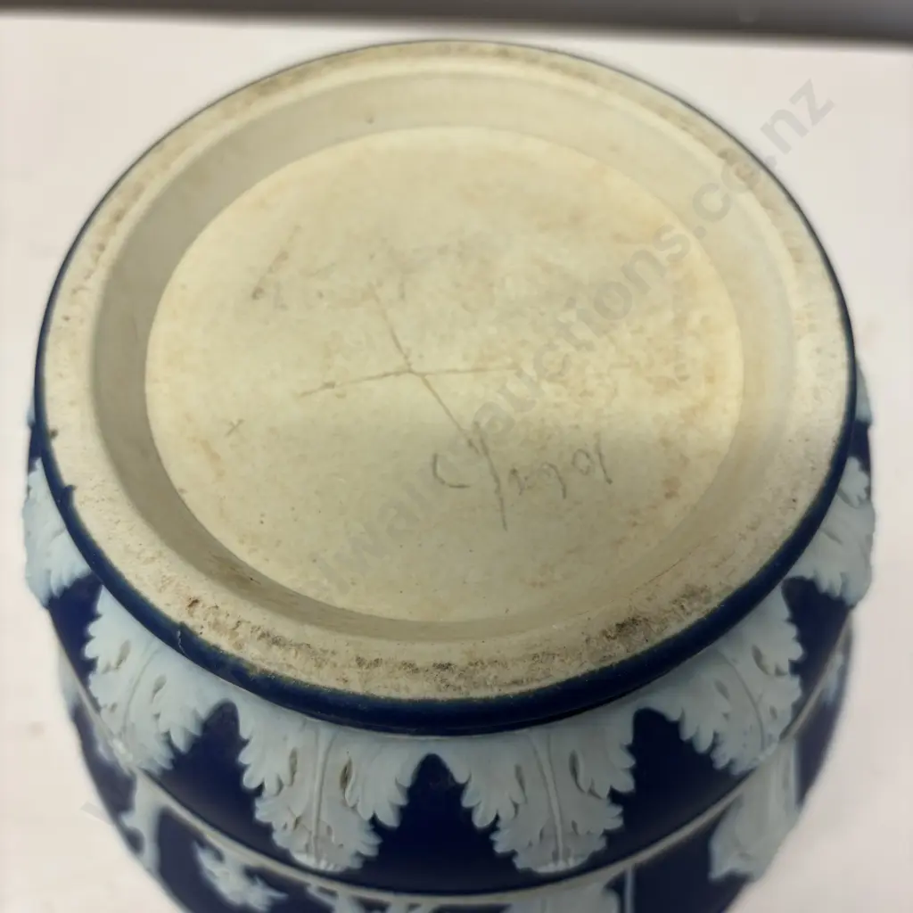 Wedgwood Cobalt Blue Jasperware Jardinere. H16cm Dia19cm Image 1++