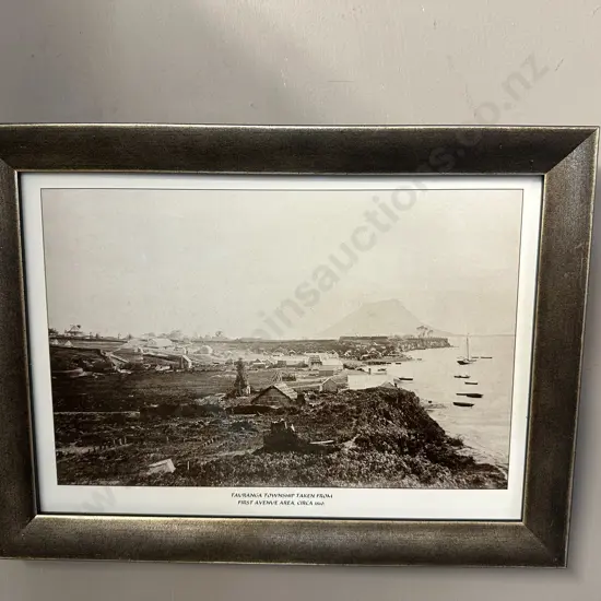 c1860s Framed Photo - Tauranga Township Taken From First Avenue Area. 25 x 33.5cm