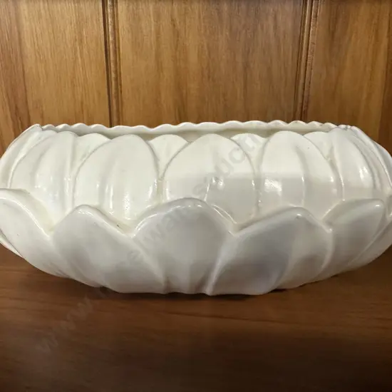Art Deco Spode Velamour Lily Leaf Cream Vare Bowl H6,L18,D14cm.