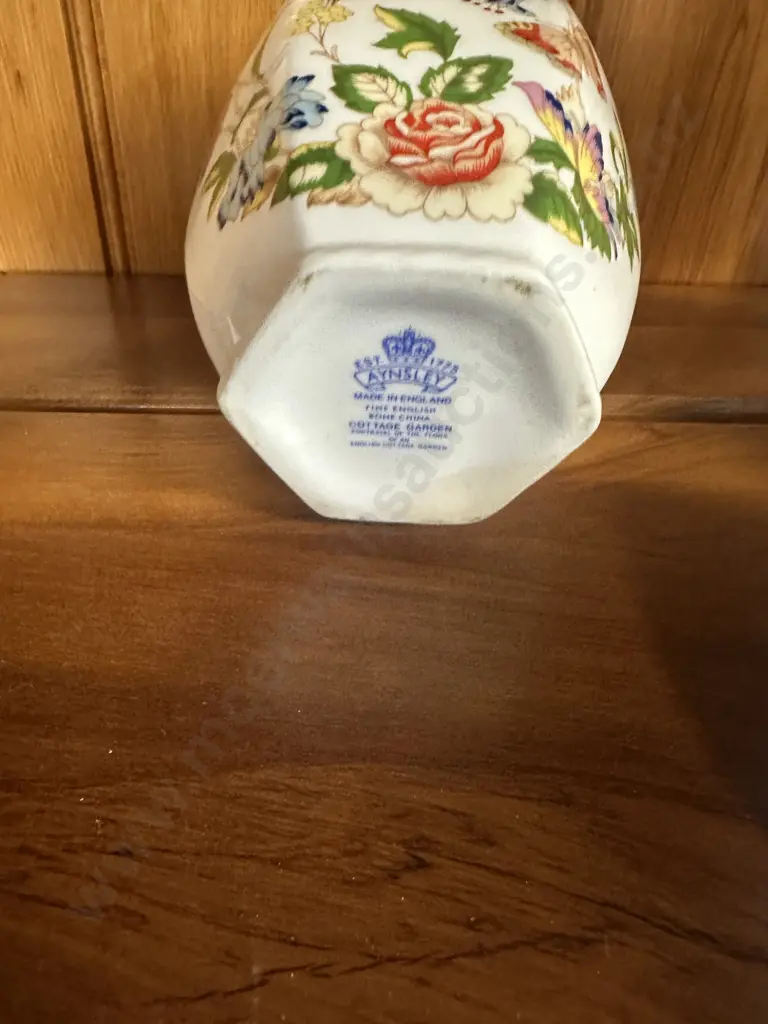 Vintage Aynsley China Cottage Garden Round Lidded Trinket Dish & Vases Image 1++