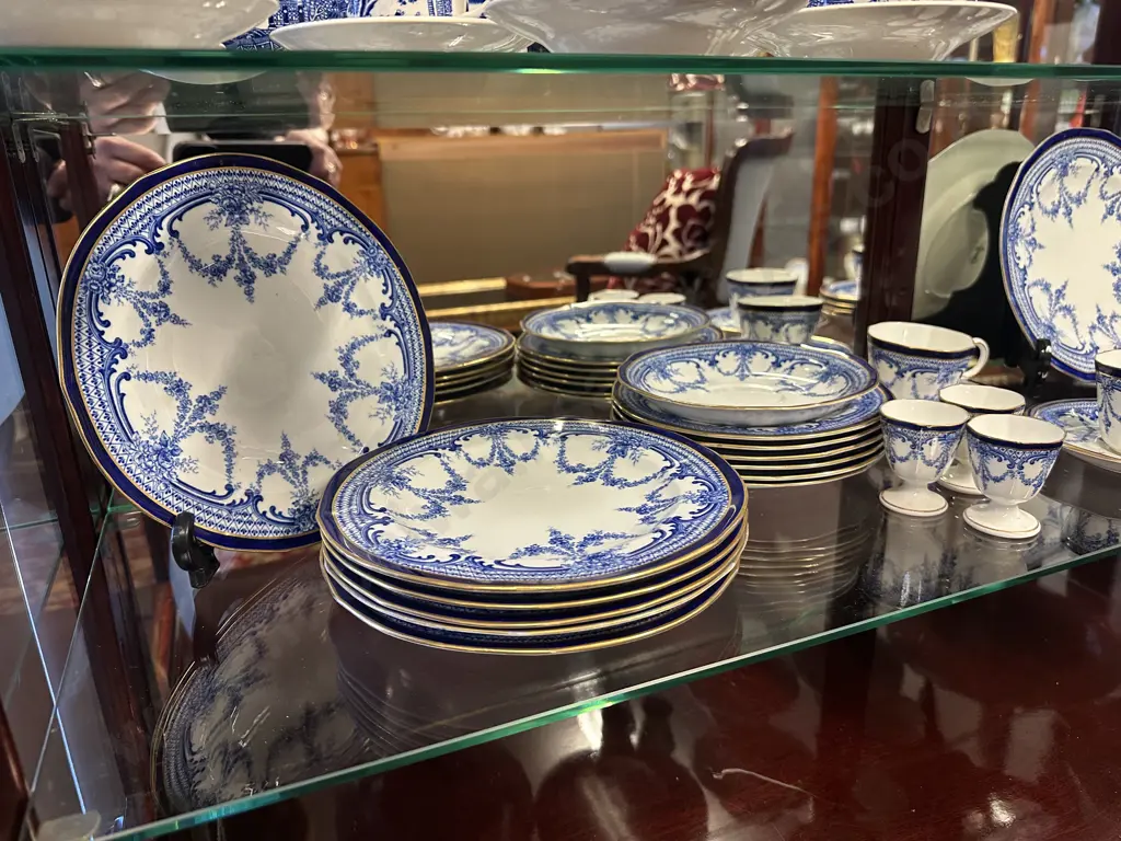 Assorted Antique Royal Crown Derby Flow blue dinner and teaware Image 1++
