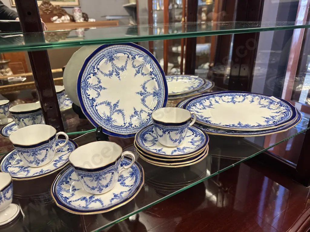 Assorted Antique Royal Crown Derby Flow blue dinner and teaware Image 1++