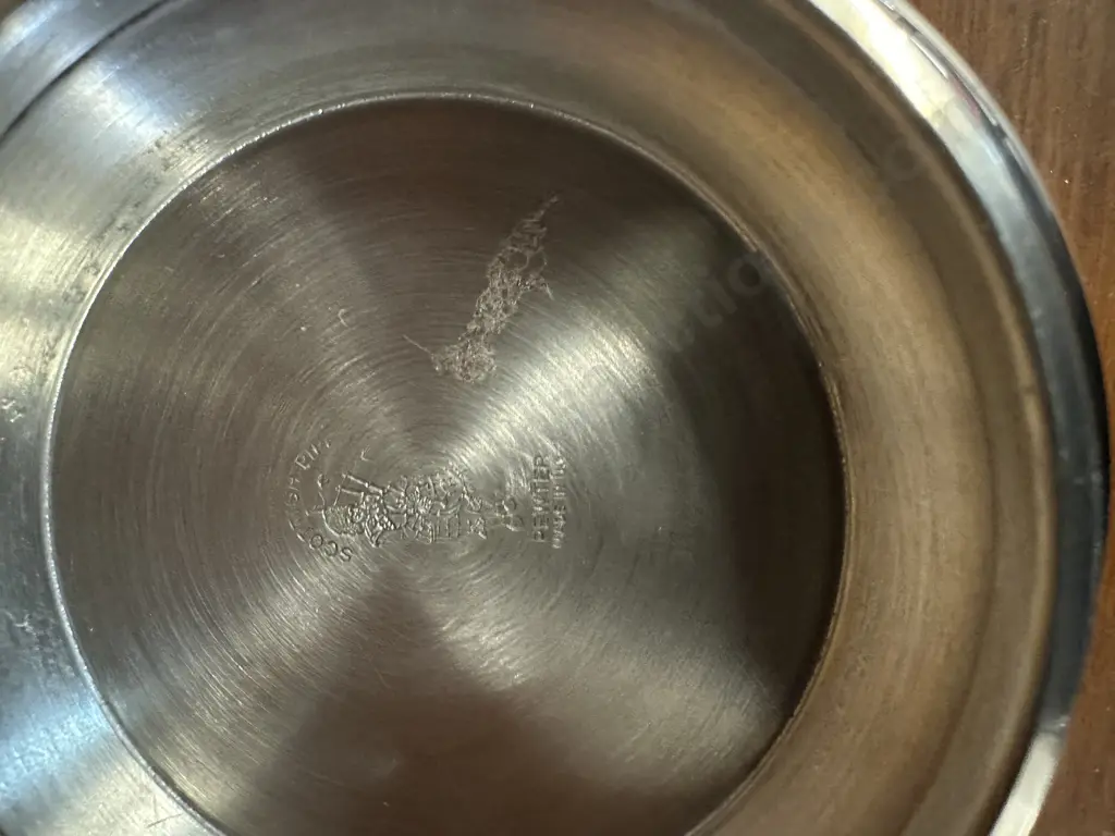 Celtic Knot Handle Pewter Quaich Bowl With Scottish Thistle Badge  Image 1++