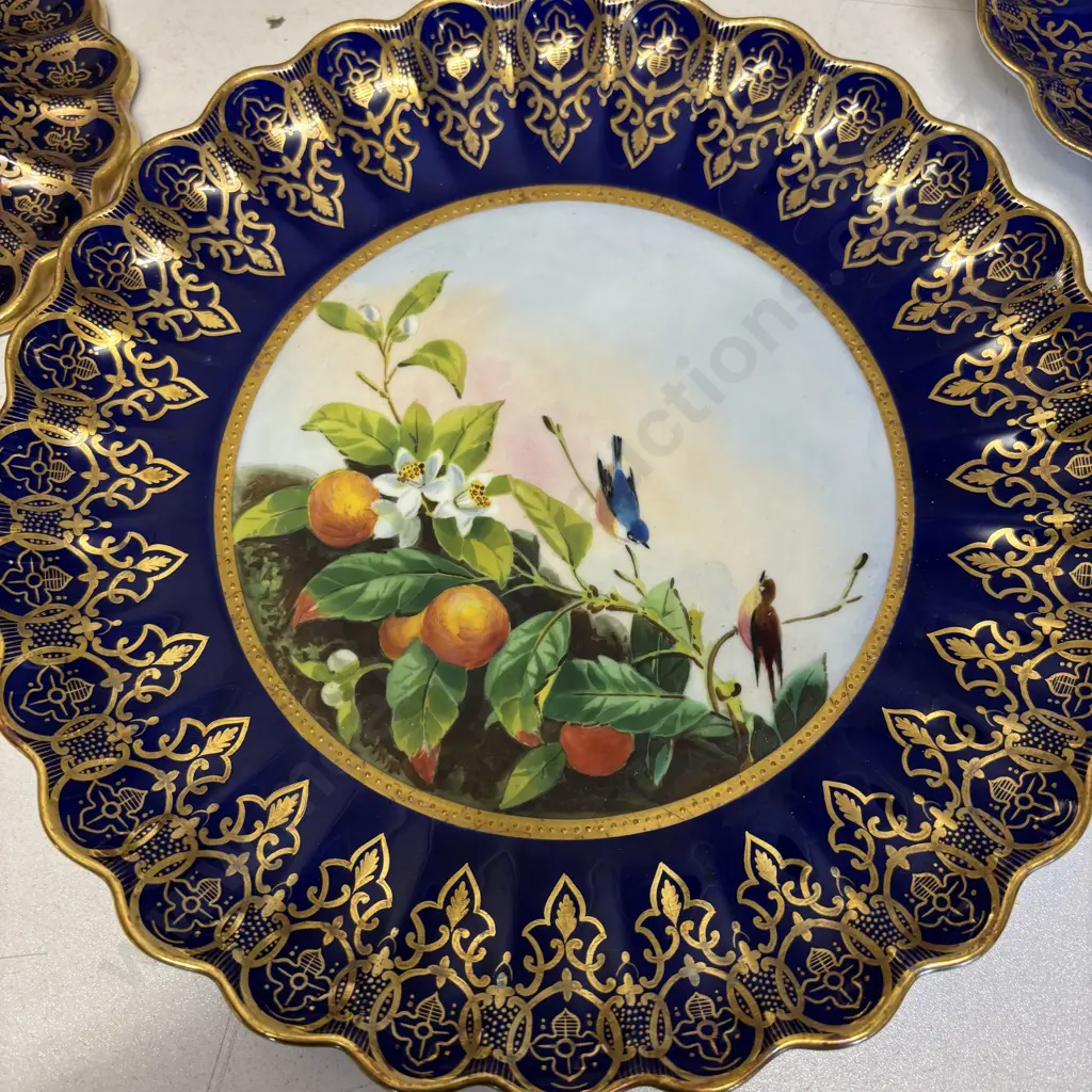 Antique Spode handpainted plate with 3 x footed Compotes (two need regluing as shown) Image 1++