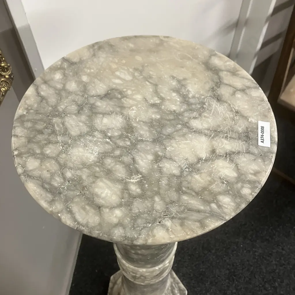 Antique Italian Solid Marble Pedestal Column, Octagonal Base, Rotating Top. H104cm Image 1++