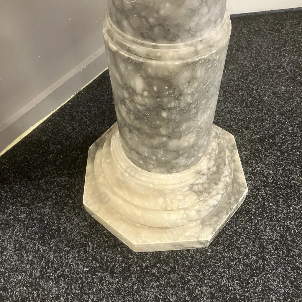 Antique Italian Solid Marble Pedestal Column, Octagonal Base, Rotating Top. H104cm Image 1++