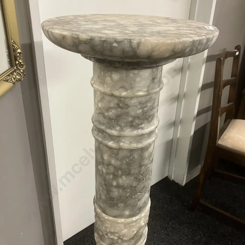 Antique Italian Solid Marble Pedestal Column, Octagonal Base, Rotating Top. H104cm Image 1++