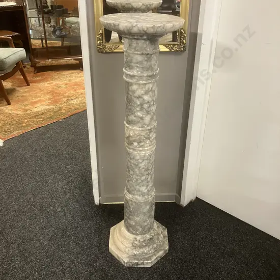 Antique Italian Solid Marble Pedestal Column, Octagonal Base, Rotating Top. H104cm